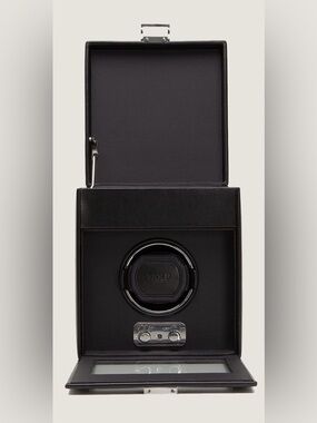 WOLF 1834 Heritage Black Single Watch Winder with Storage